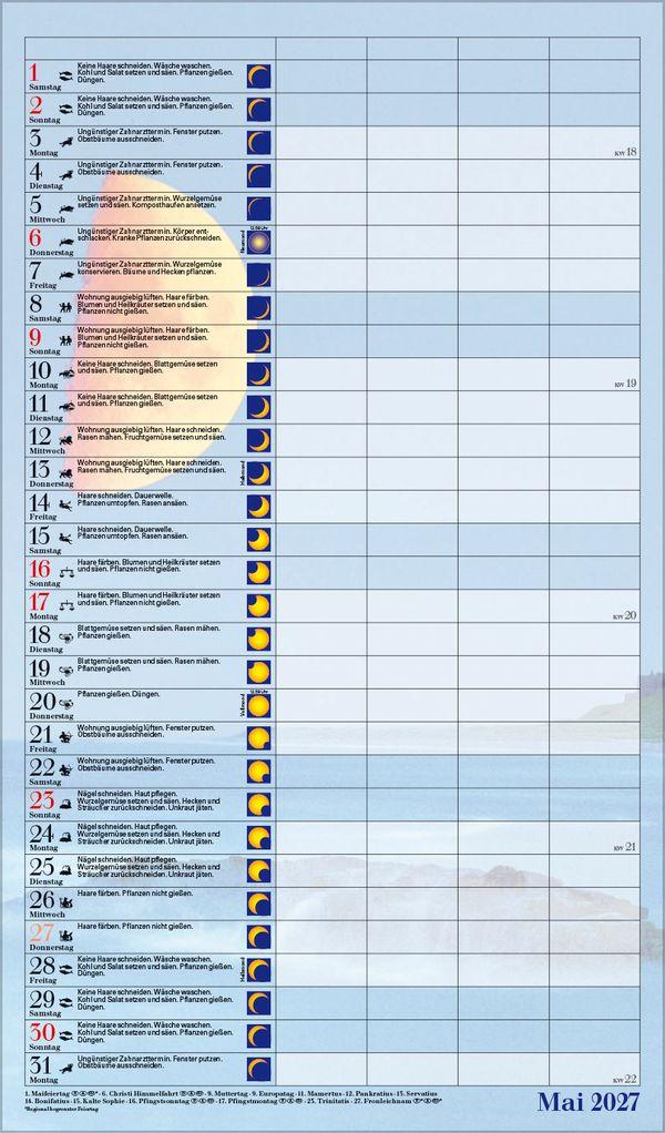 Beispielinhalt (Bild) Mond-Familientimer 2027