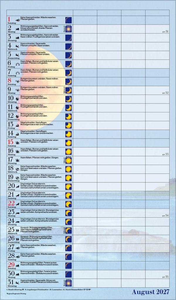 Beispielinhalt (Bild) Mond-Familientimer 2027