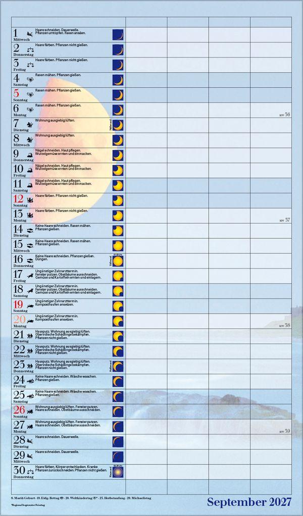Beispielinhalt (Bild) Mond-Familientimer 2027