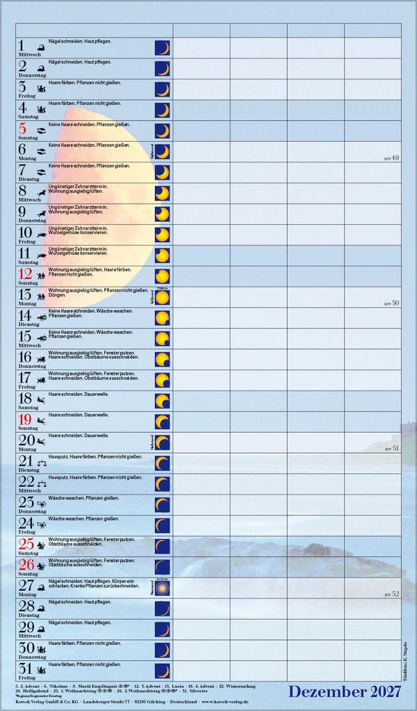 Beispielinhalt (Bild) Mond-Familientimer 2027