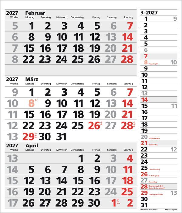 Beispielinhalt (Bild) 3-Monats-Planer XL Combi 2027