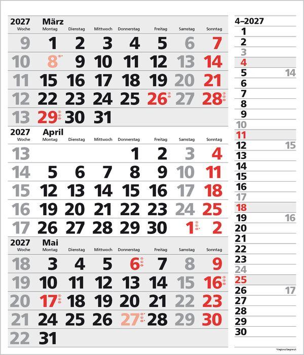 Beispielinhalt (Bild) 3-Monats-Planer XL Combi 2027