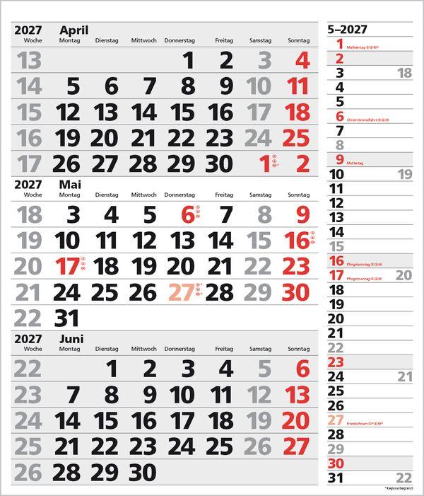 Beispielinhalt (Bild) 3-Monats-Planer XL Combi 2027