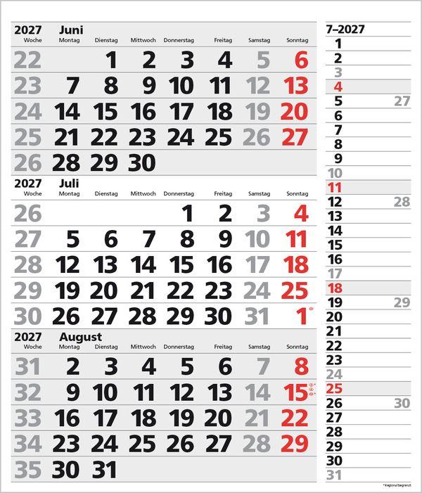 Beispielinhalt (Bild) 3-Monats-Planer XL Combi 2027