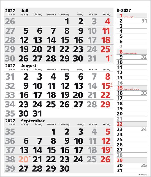 Beispielinhalt (Bild) 3-Monats-Planer XL Combi 2027