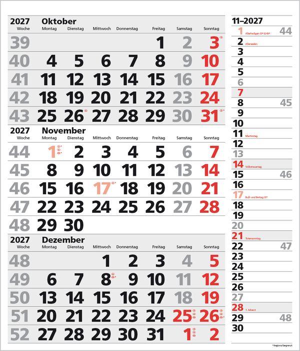 Beispielinhalt (Bild) 3-Monats-Planer XL Combi 2027