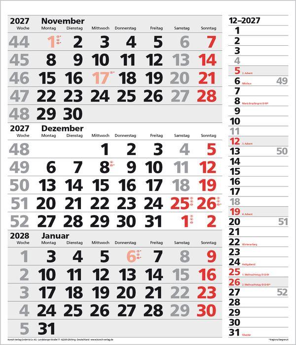 Beispielinhalt (Bild) 3-Monats-Planer XL Combi 2027