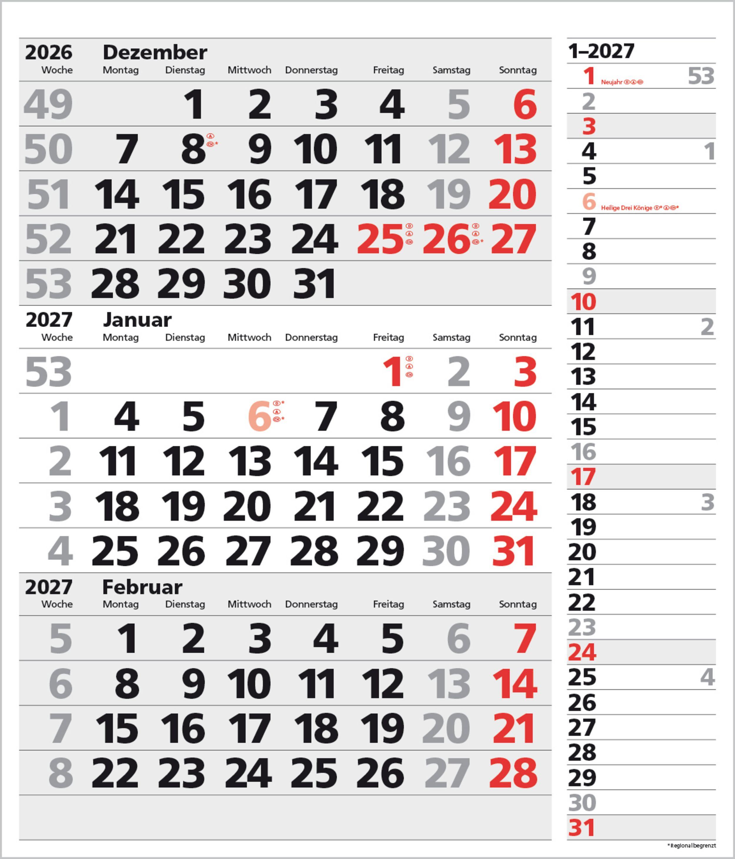 Vorderes Coverbild 3-Monats-Planer XL Combi 2027