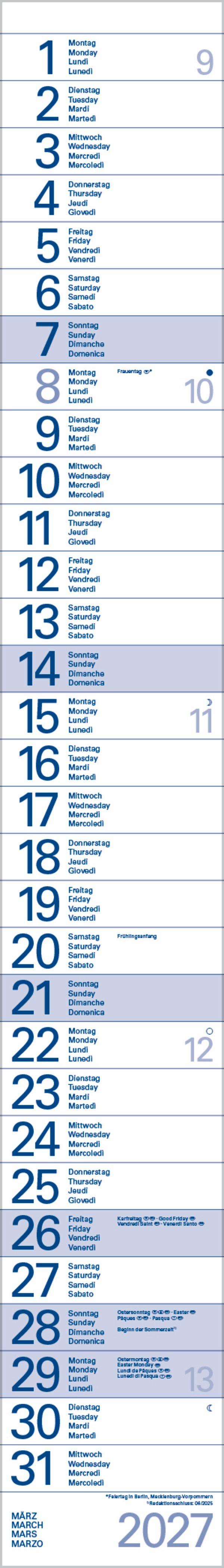 Beispielinhalt (Bild) Streifentimer 2027