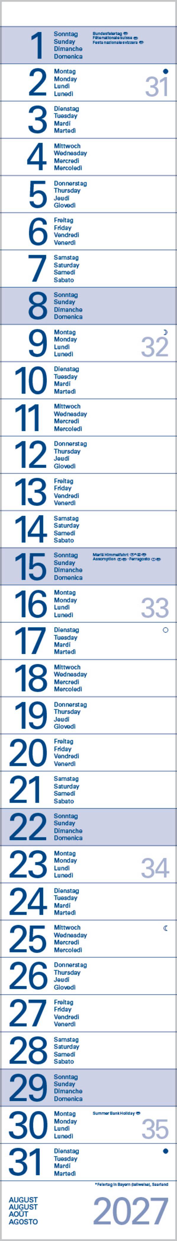 Beispielinhalt (Bild) Streifentimer 2027