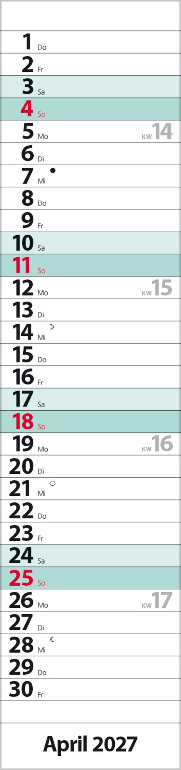 Beispielinhalt (Bild) Streifenplaner Compact Türkis 2027