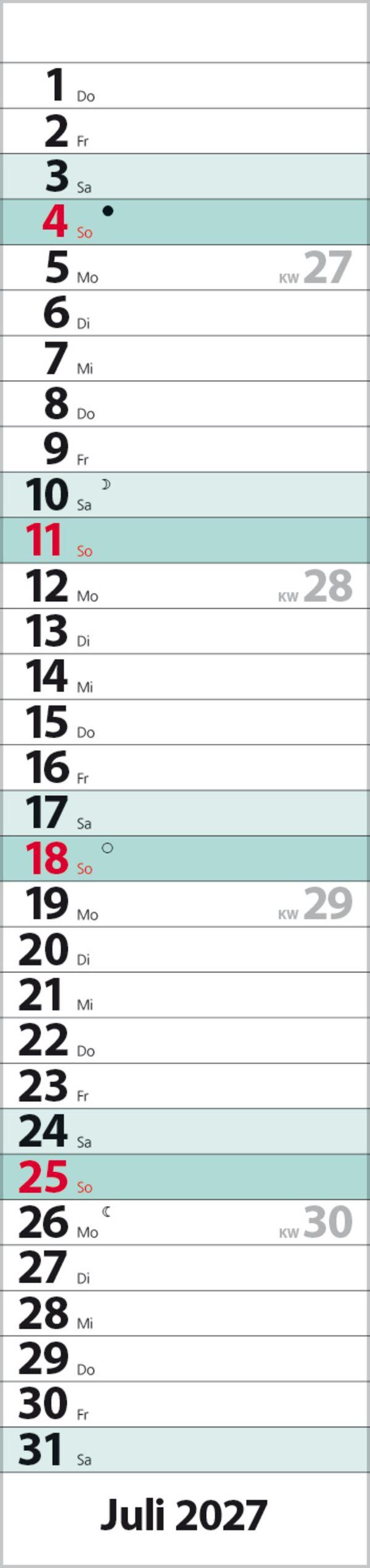 Beispielinhalt (Bild) Streifenplaner Compact Türkis 2027