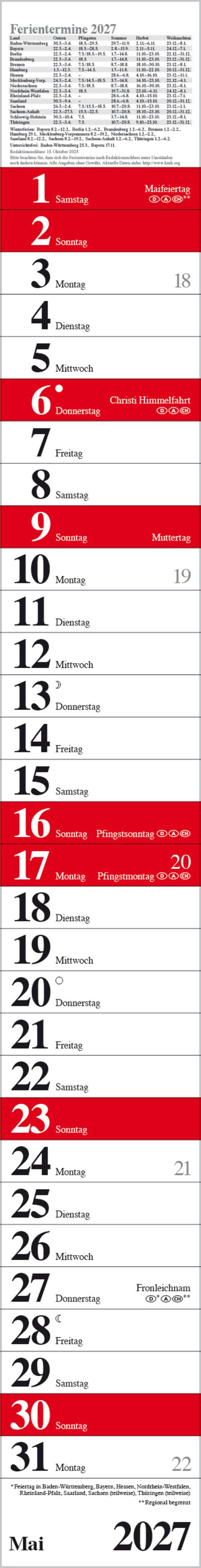 Beispielinhalt (Bild) Streifenplaner Praktika Rot 2027