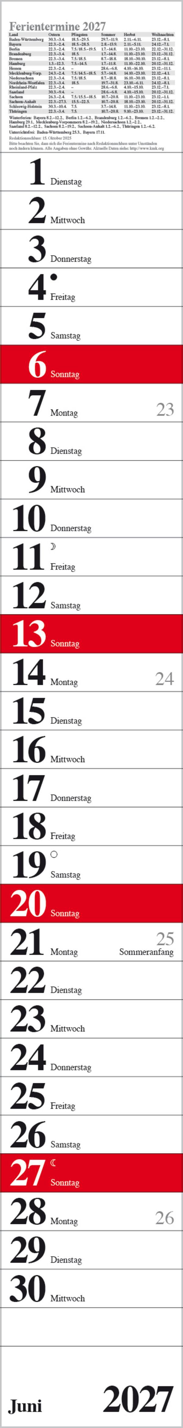 Beispielinhalt (Bild) Streifenplaner Praktika Rot 2027