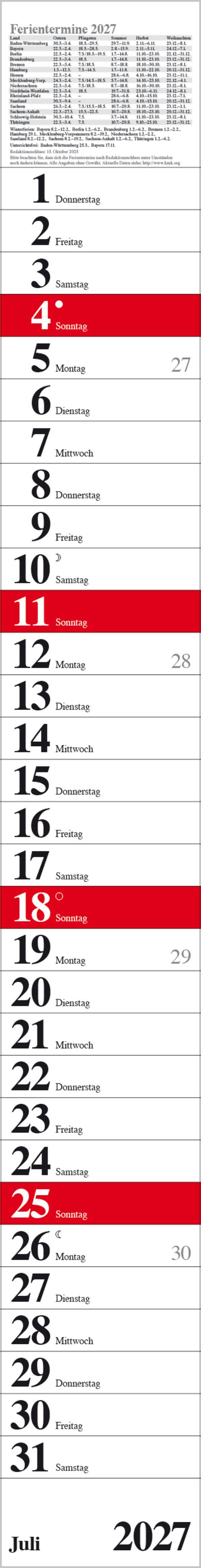 Beispielinhalt (Bild) Streifenplaner Praktika Rot 2027