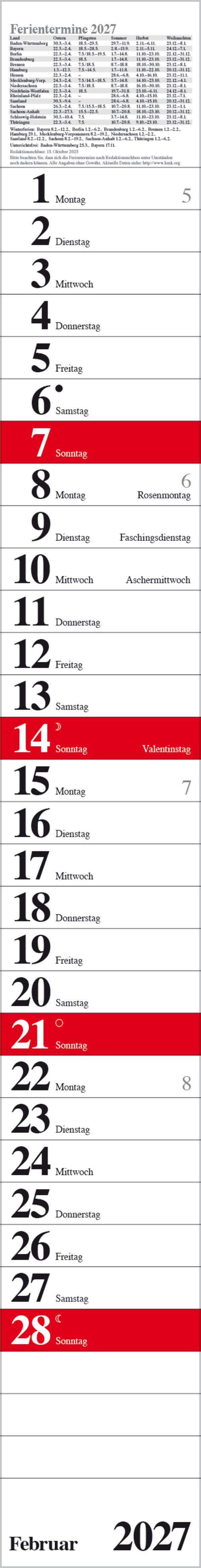 Beispielinhalt (Bild) Streifenplaner Praktika Rot 2027