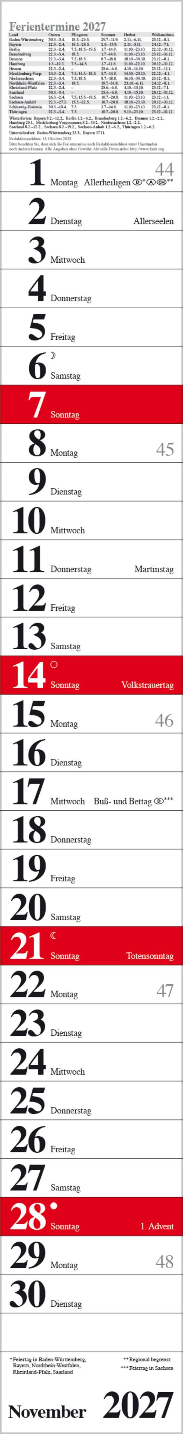 Beispielinhalt (Bild) Streifenplaner Praktika Rot 2027