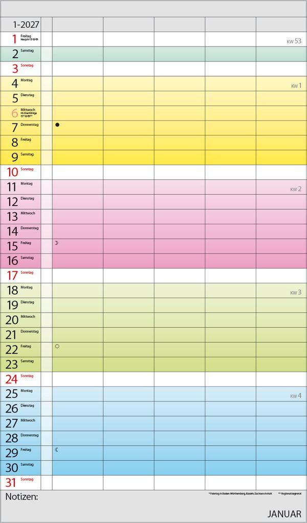 Beispielinhalt (Bild) Familienplaner Farbenspiel 2027