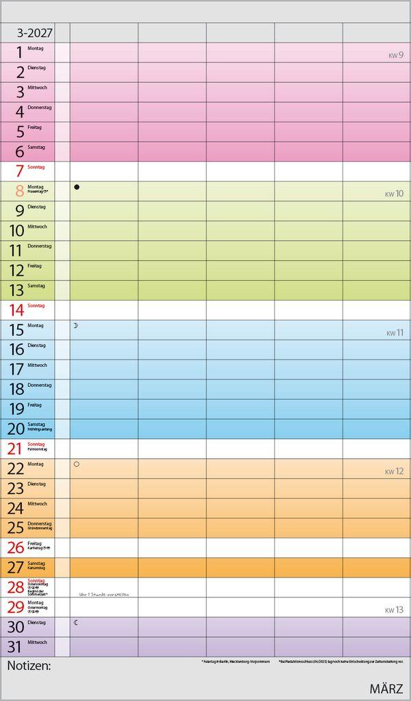Beispielinhalt (Bild) Familienplaner Farbenspiel 2027