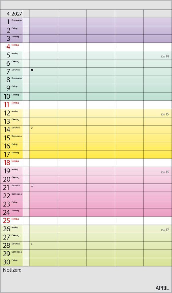 Beispielinhalt (Bild) Familienplaner Farbenspiel 2027