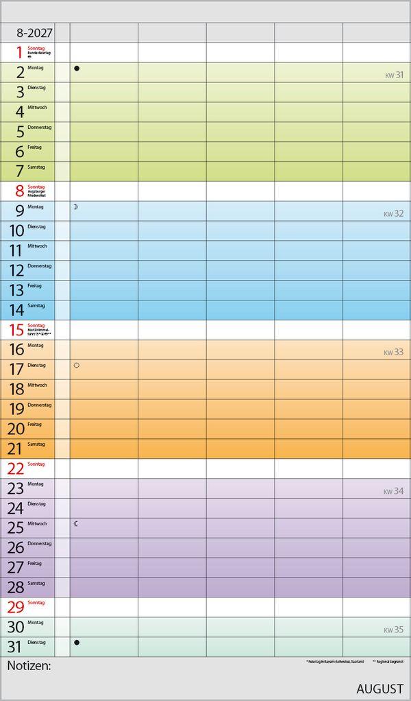 Beispielinhalt (Bild) Familienplaner Farbenspiel 2027