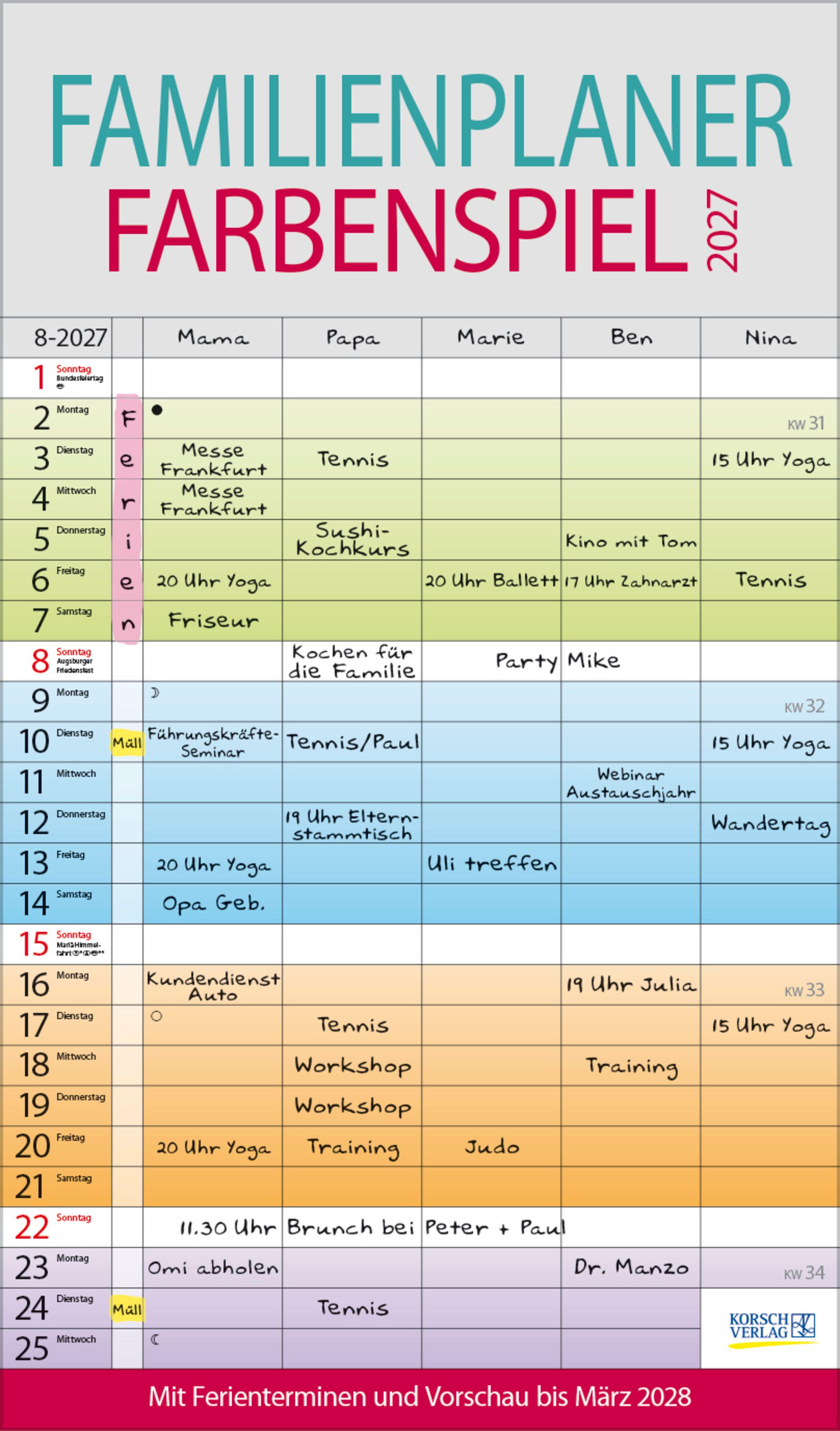 Vorderes Coverbild Familienplaner Farbenspiel 2027