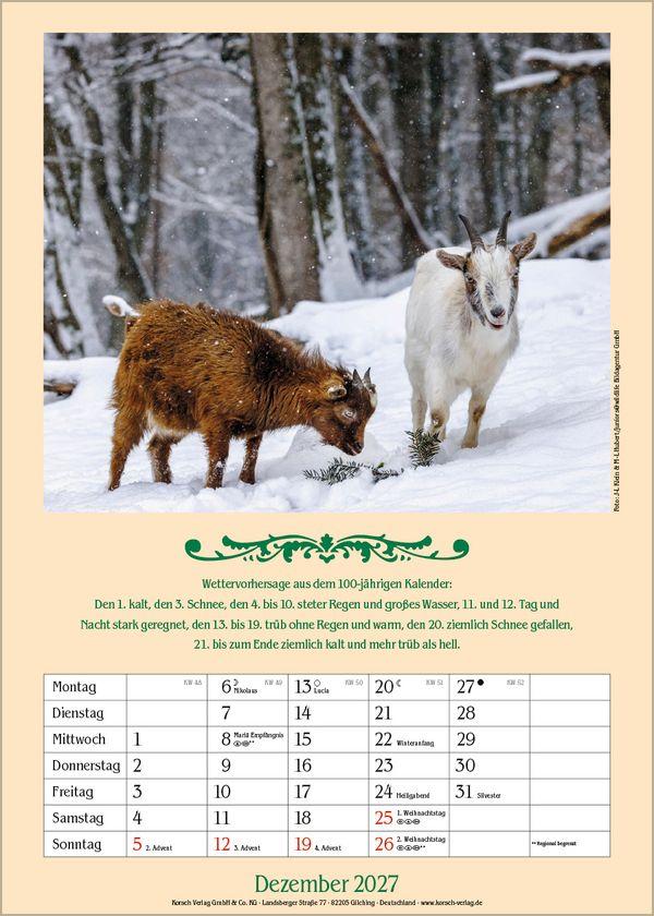 Beispielinhalt (Bild) Landleben mit Hundertjährigem Kalender 2027