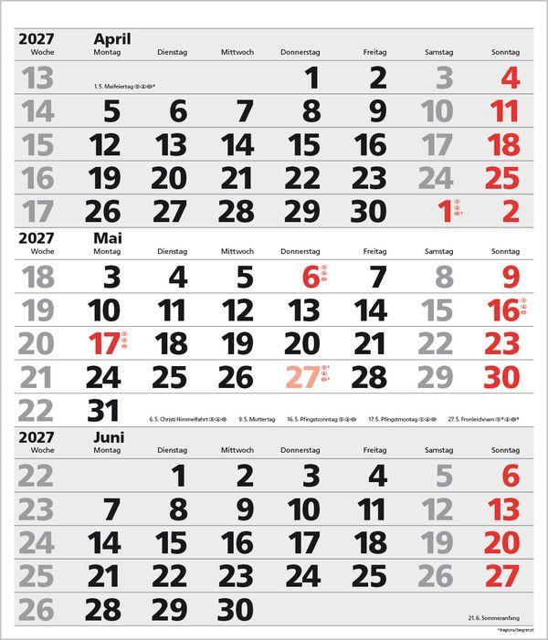 Beispielinhalt (Bild) 3-Monats-Planer XL Comfort 2027