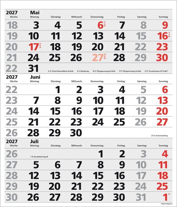 Beispielinhalt (Bild) 3-Monats-Planer XL Comfort 2027