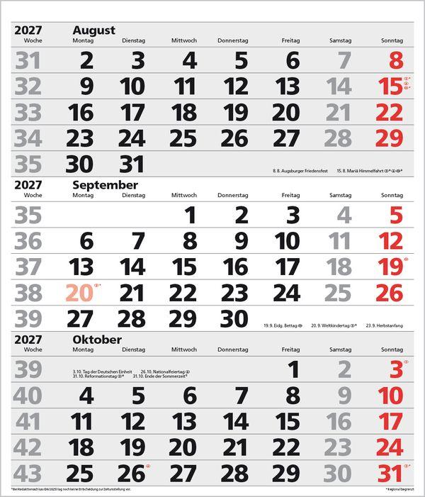 Beispielinhalt (Bild) 3-Monats-Planer XL Comfort 2027