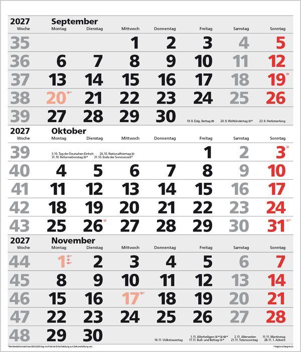 Beispielinhalt (Bild) 3-Monats-Planer XL Comfort 2027
