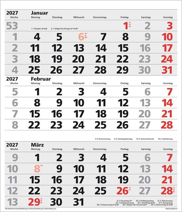 Beispielinhalt (Bild) 3-Monats-Planer XL Comfort 2027