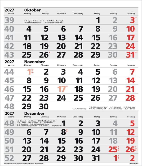 Beispielinhalt (Bild) 3-Monats-Planer XL Comfort 2027