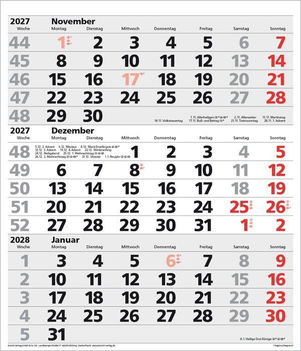 Beispielinhalt (Bild) 3-Monats-Planer XL Comfort 2027