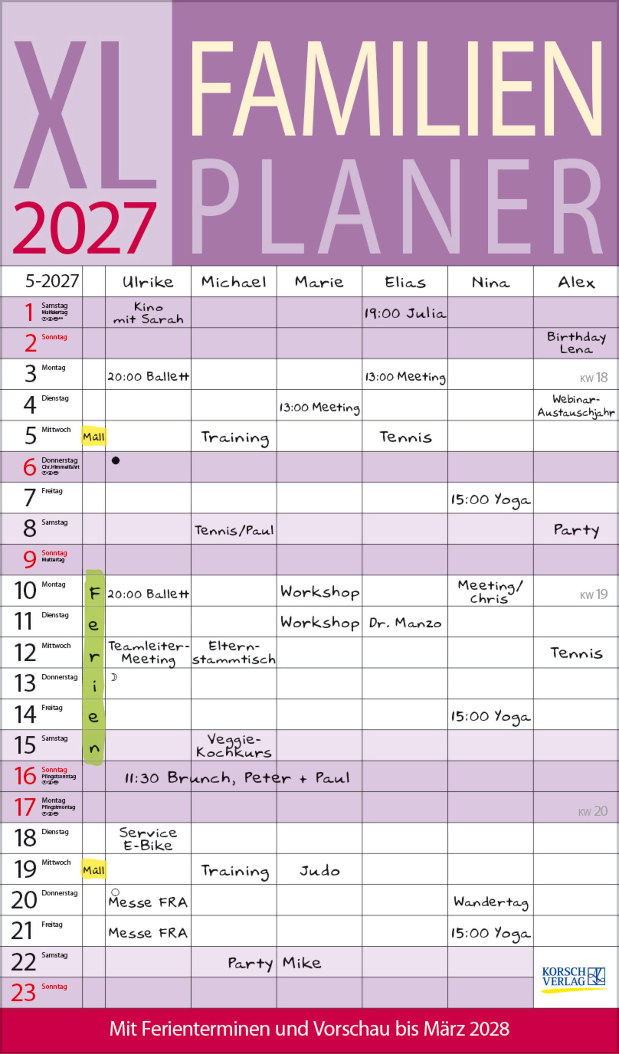 Vorderes Coverbild XL Familienplaner 2027