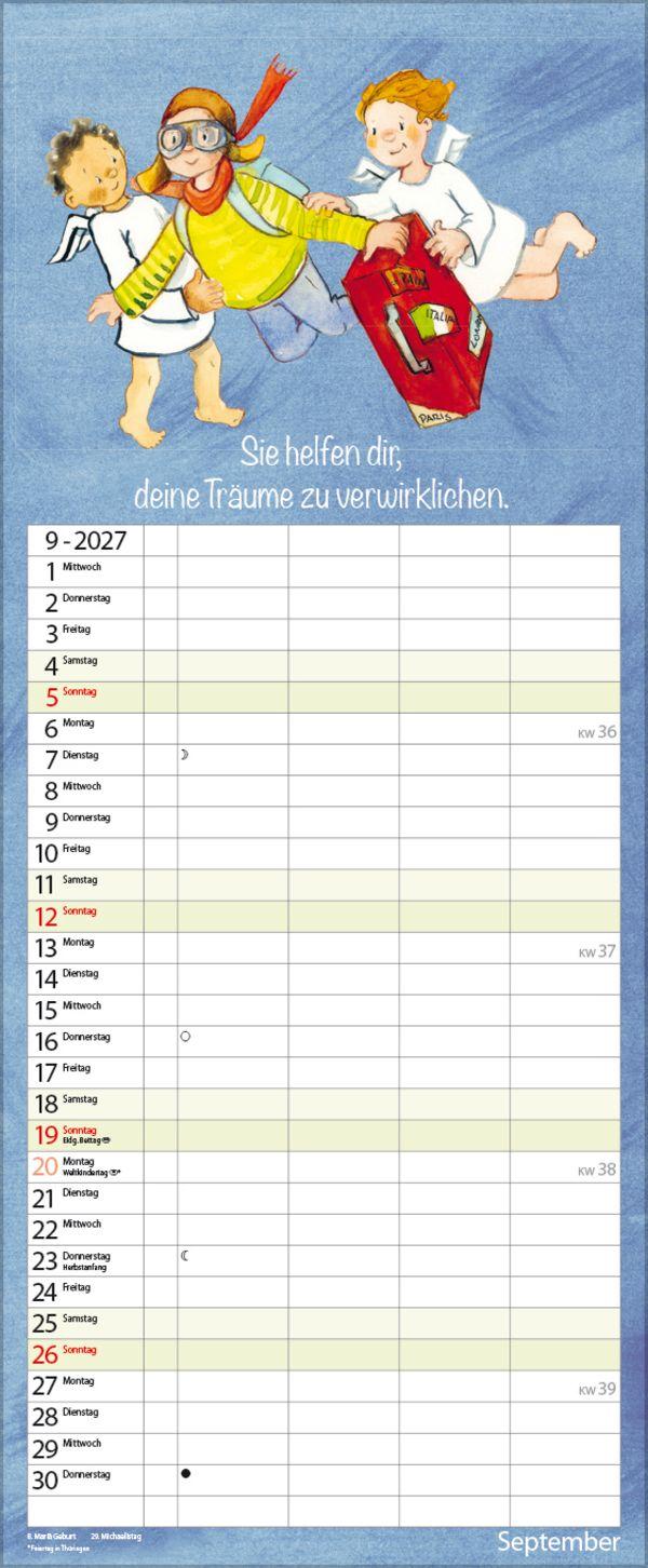 Beispielinhalt (Bild) Familientimer Schutzengel 2027