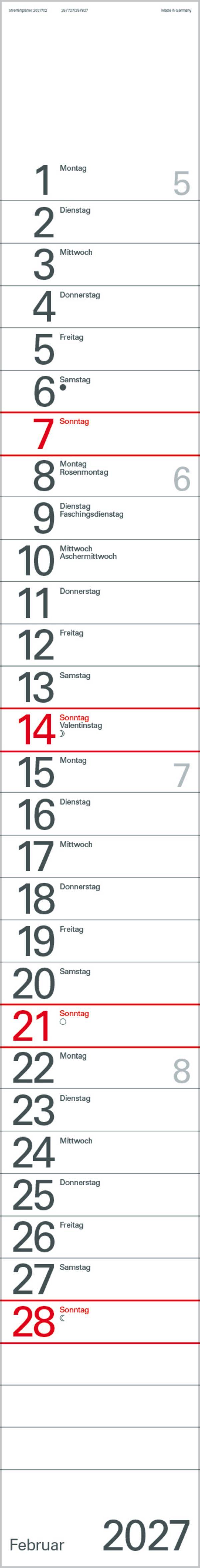 Beispielinhalt (Bild) Streifenplaner Rot 2027