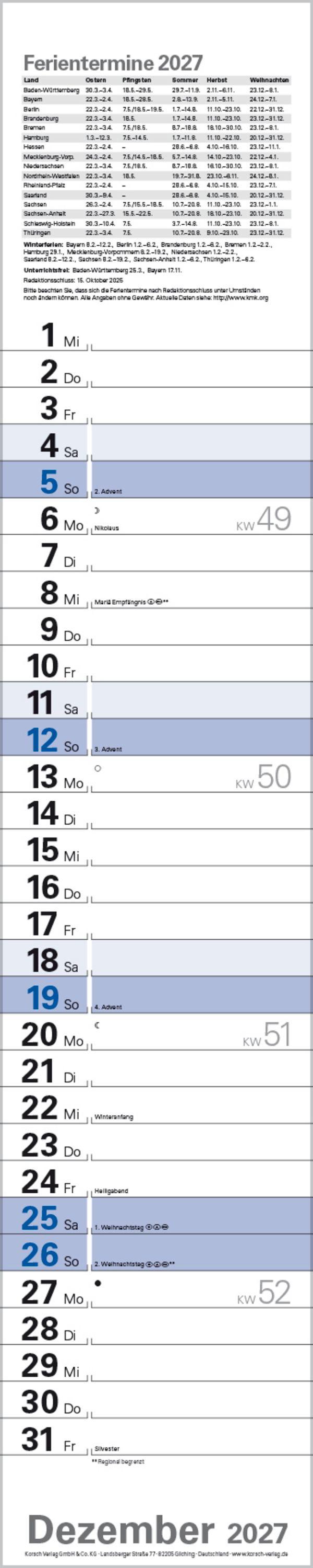 Beispielinhalt (Bild) Planer Blau 2027