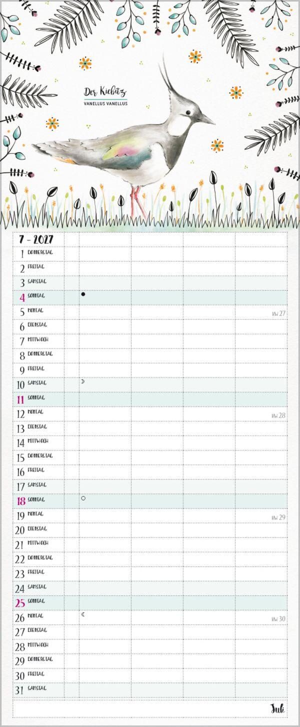 Beispielinhalt (Bild) Familienplaner Pretty Birds 2027