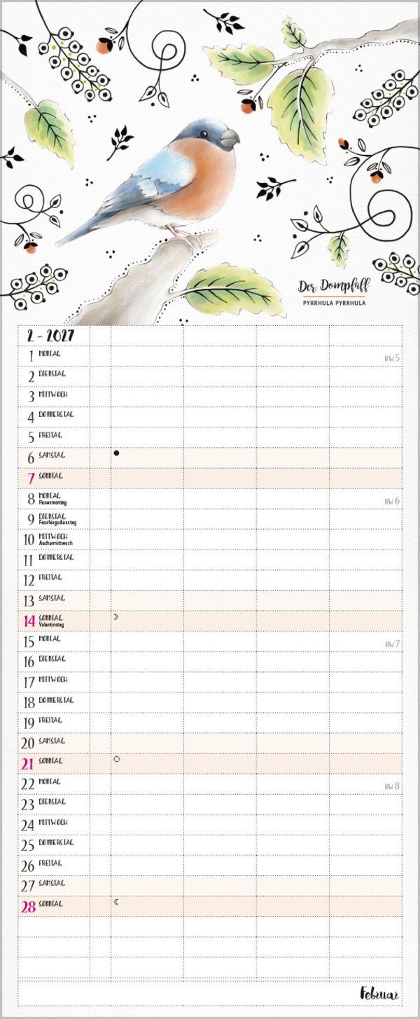 Beispielinhalt (Bild) Familienplaner Pretty Birds 2027