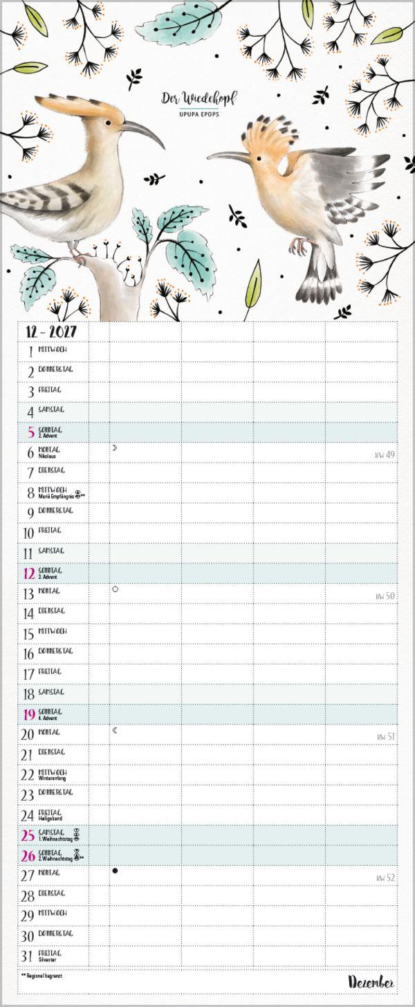 Beispielinhalt (Bild) Familienplaner Pretty Birds 2027