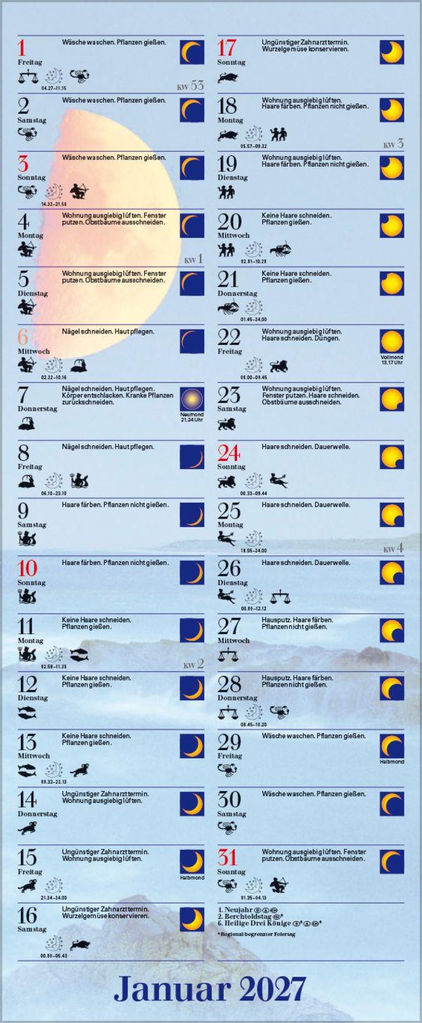 Beispielinhalt (Bild) Mond-Planer 2027