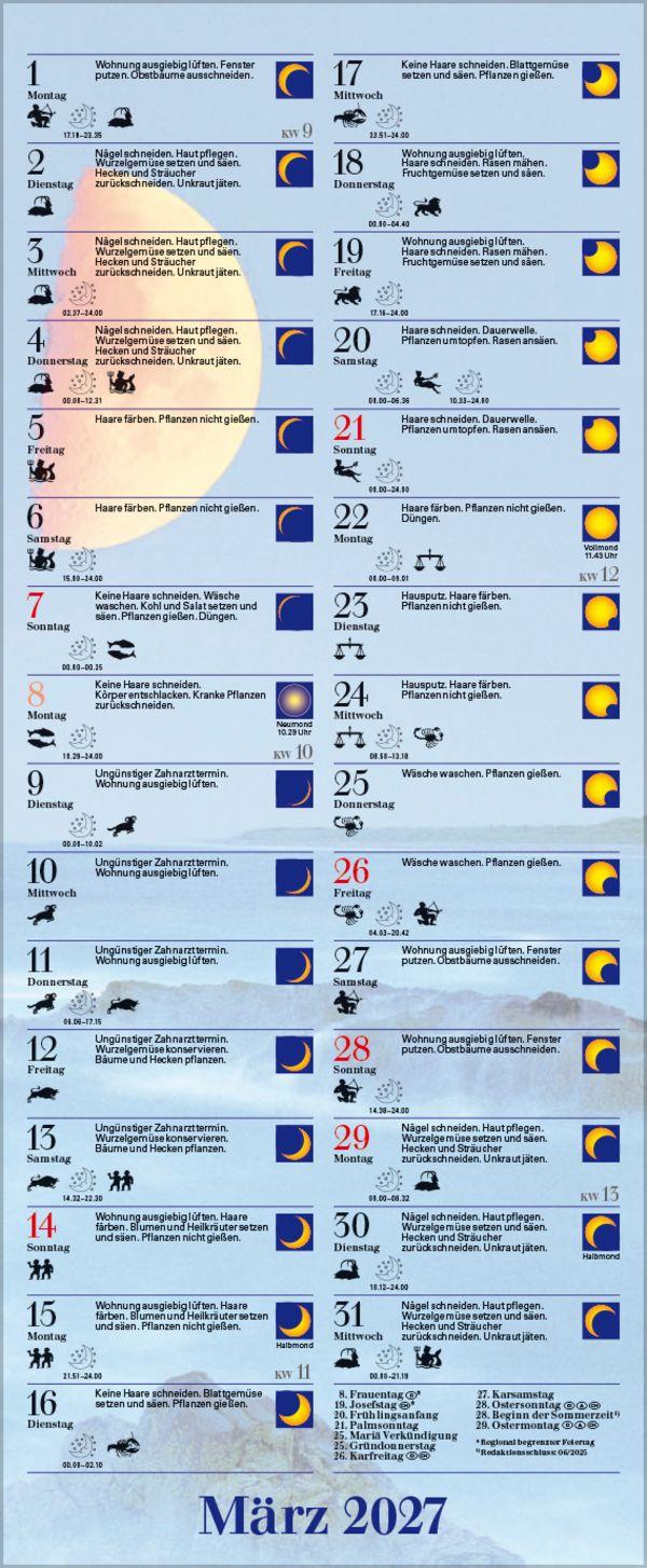 Beispielinhalt (Bild) Mond-Planer 2027