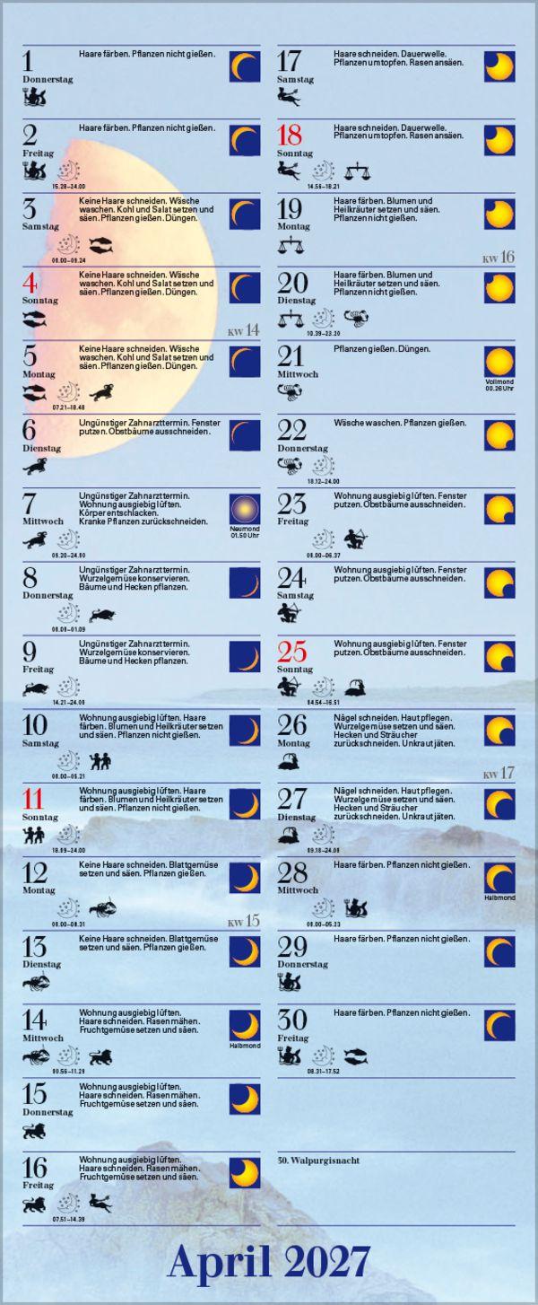 Beispielinhalt (Bild) Mond-Planer 2027