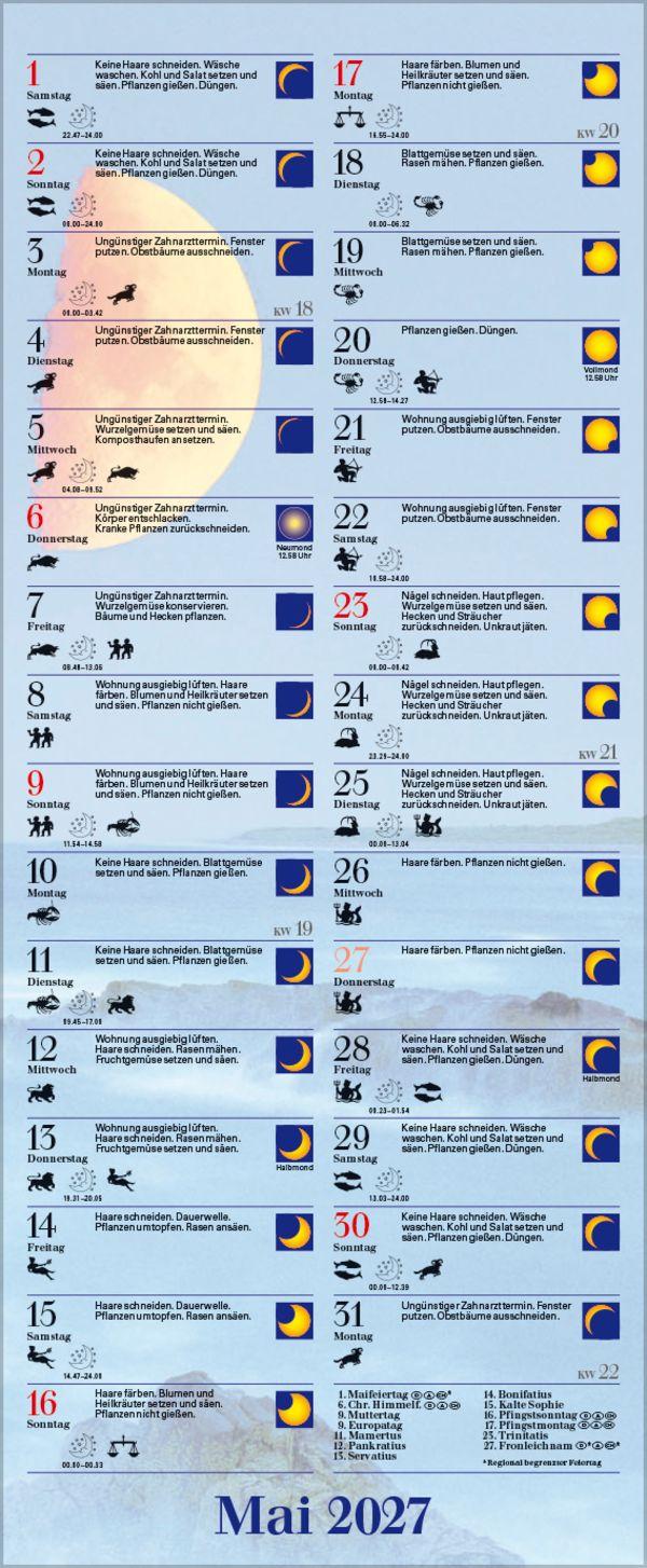 Beispielinhalt (Bild) Mond-Planer 2027
