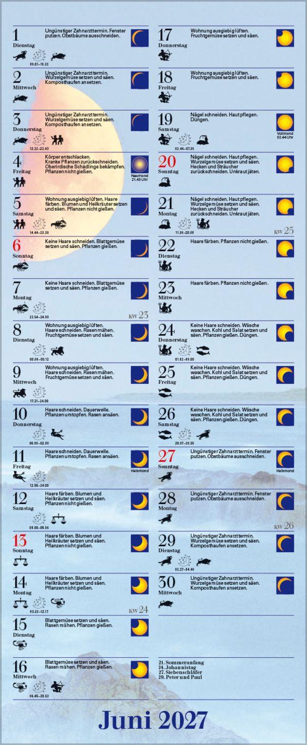Beispielinhalt (Bild) Mond-Planer 2027