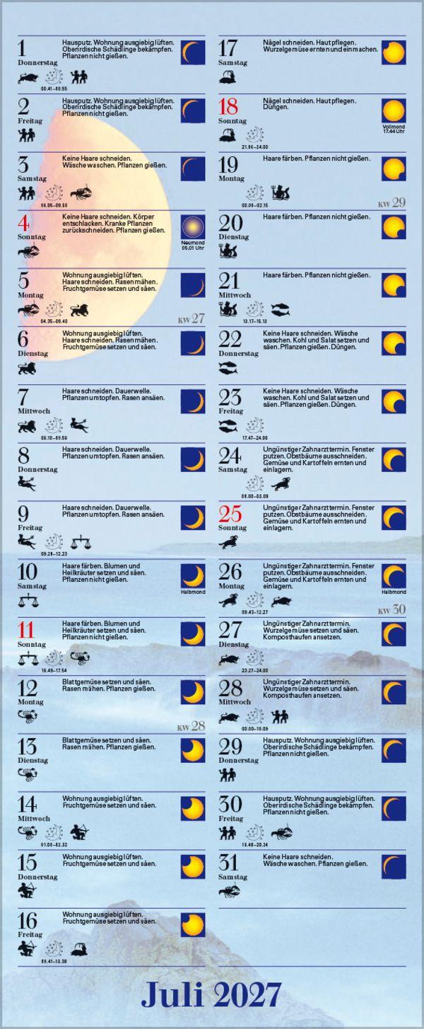 Beispielinhalt (Bild) Mond-Planer 2027