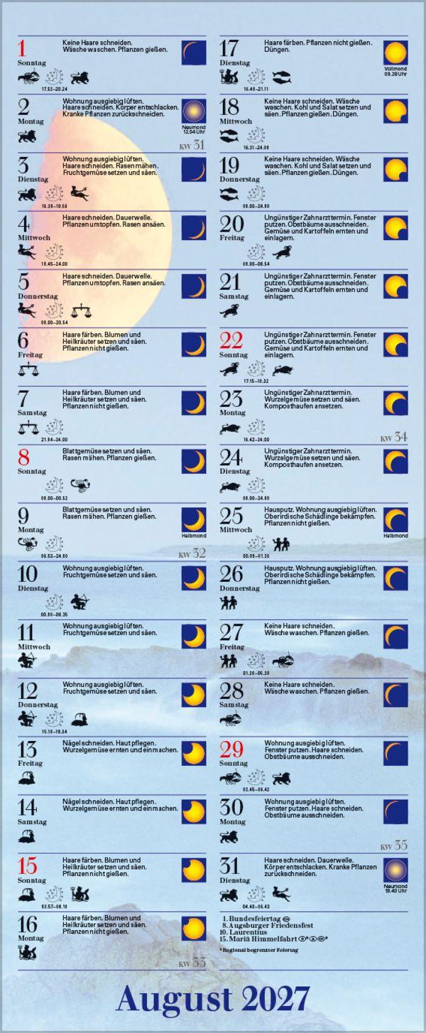 Beispielinhalt (Bild) Mond-Planer 2027