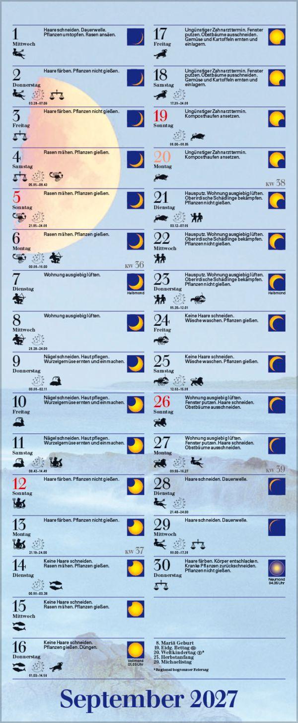 Beispielinhalt (Bild) Mond-Planer 2027