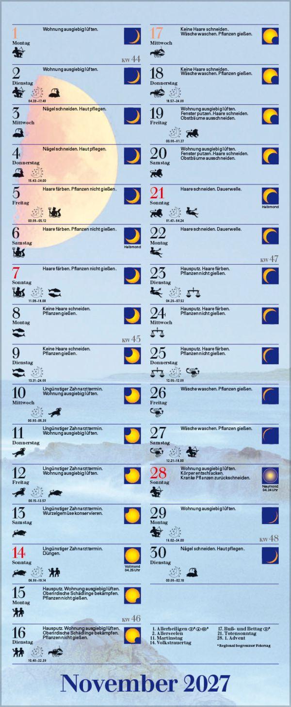 Beispielinhalt (Bild) Mond-Planer 2027